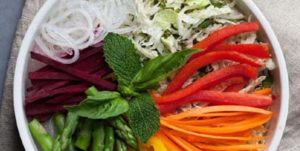 Rainbow Veggie Spring Roll Bowl